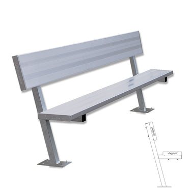 Player Bench with Seat Back - 7-1/2 ft. - Surface Mount